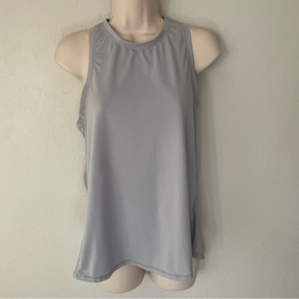 Grey Yogalicious razor back tank top with split back A line shape, S. - Picture 2 of 12